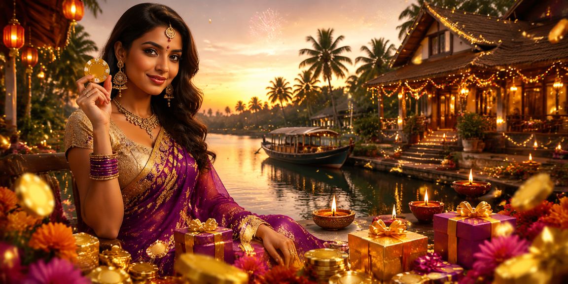Kerala betting scene with rich red and gold colors